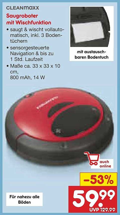 CLEANmaxx Saugeroboter mit Wischfunktion