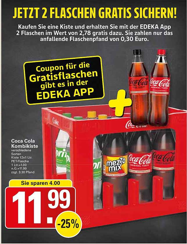 Coca Cola Kombikiste – 2 Flaschen gratis sichern!