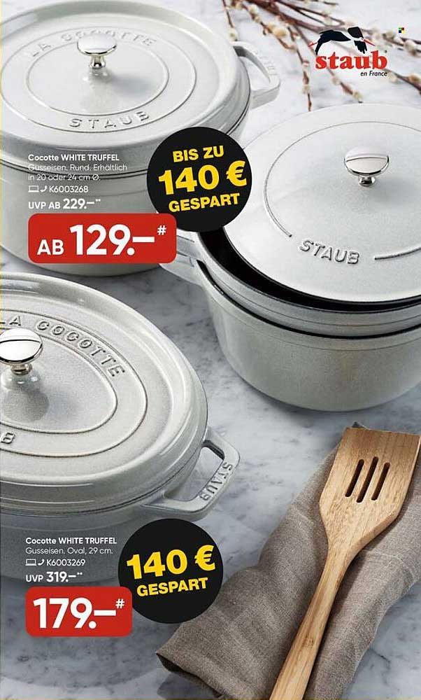 Cocotte WHITE TRUFFEL von Staub - Gusseisen Rund und Oval