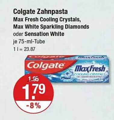 Colgate Zahnpasta Max Fresh Cooling Crystals, Max White Sparkling Diamonds oder Sensation White 75 ml