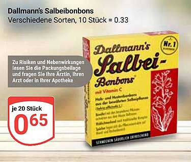 Dallmann's Salbeibonbons, verschiedene Sorten, 20 Stück