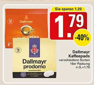 Dallmayr Kaffeepads verschiedene Sorten 16er Packung n.G. 1,79