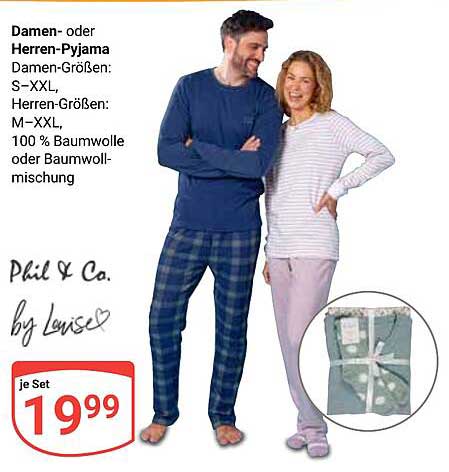 Damen- oder Herren-Pyjama von Phil & Co.