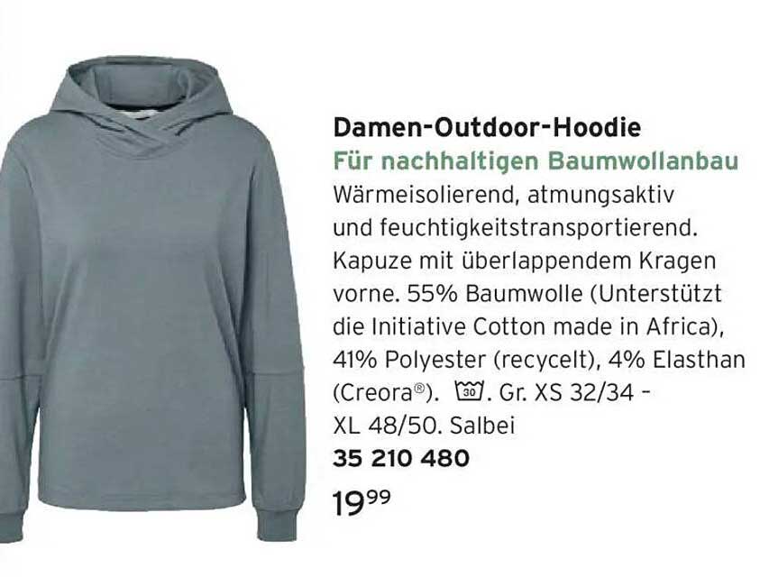 Damen-Outdoor-Hoodie für nachhaltigen Baumwollbau
