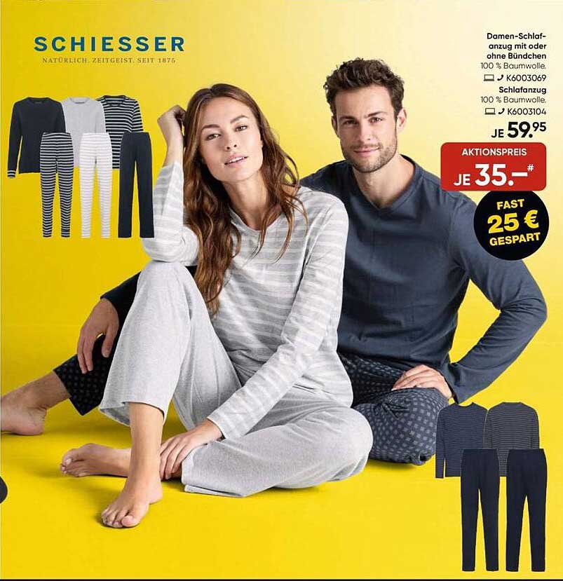 Damen-Schlafanzug mit oder ohne Bündchen von SCHIESSER