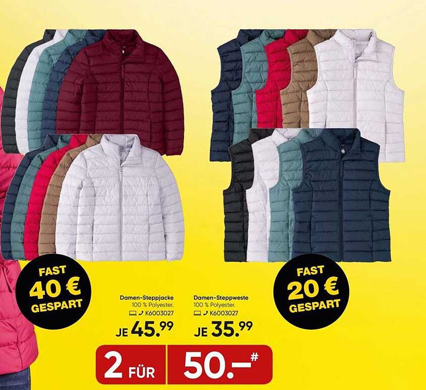 Damen-Steppjacke und Damen-Steppweste im Angebot