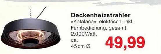 Deckenheizstrahler »Katalana«, elektrisch, inkl. Fernbedienung, insgesamt 2.000 Watt, ca. 45 cm Ø