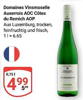 Domaines Vinsmoselle Auxerrois AOC Côtes du Remich AOP