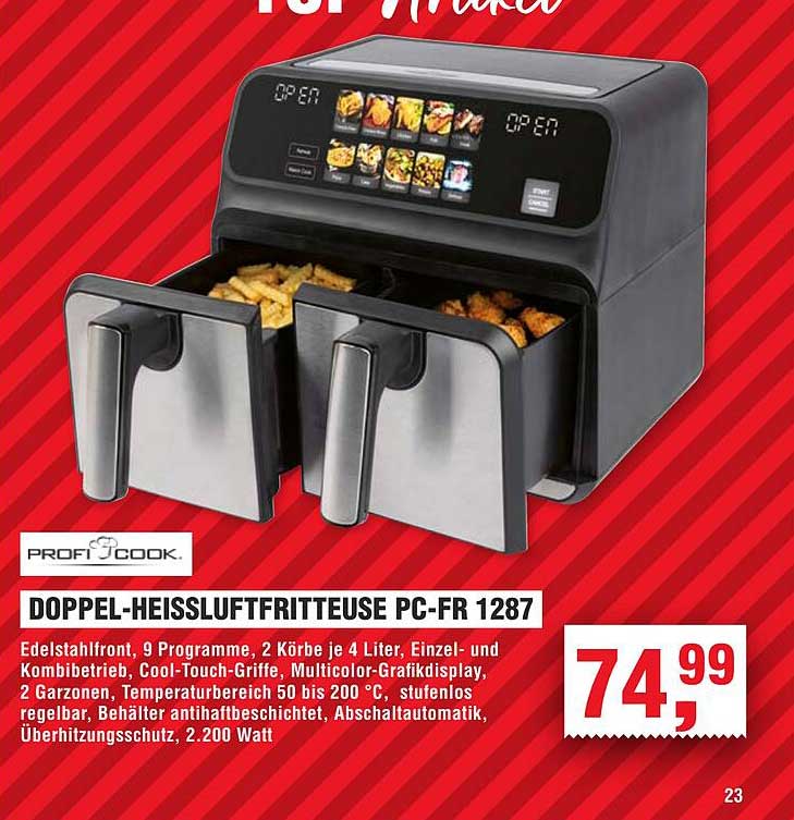 Doppel-Heißluftfritteuse PC-FR 1287