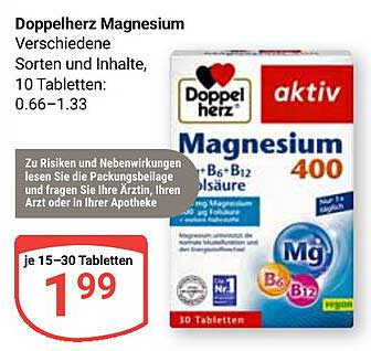 Doppelherz Magnesium 400 mit B6 und B12 - 10 Tabletten