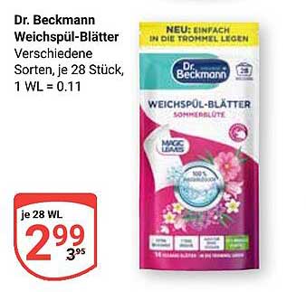 Dr. Beckmann Weichspül-Blätter - Sommerblüte, 28 Stück