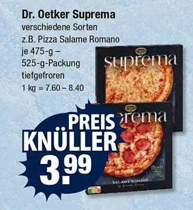 Dr. Oetker Suprema versch. Sorten z.B. Pizza Salame Romano 525-g-Packung