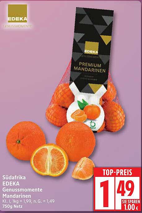 EDEKA Genussmomente Premium Mandarinen 750g