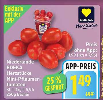 EDEKA Herzstücke Mini-Pflumentomaten im 250g Becher