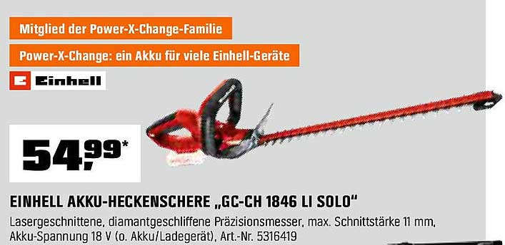 EINHELL AKKU-HECKENSCHERE „GC-CH 1846 LI SOLO“