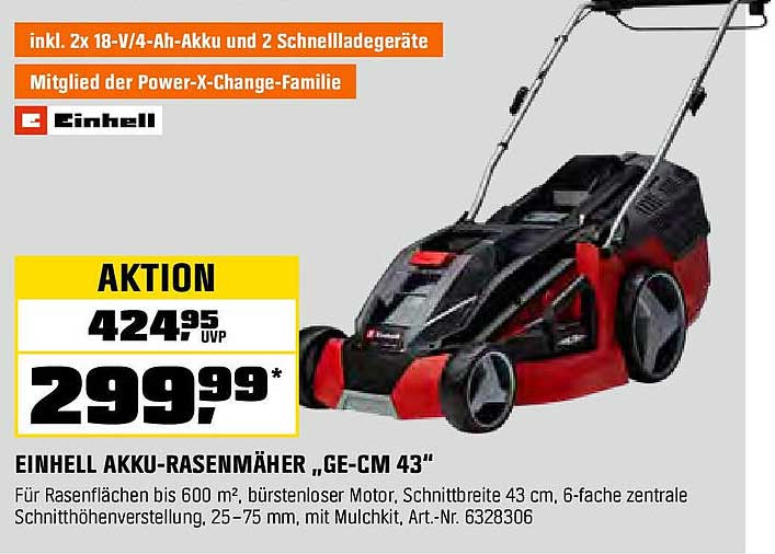 EINHELL AKKU-RASENMÄHER „GE-CM 43“