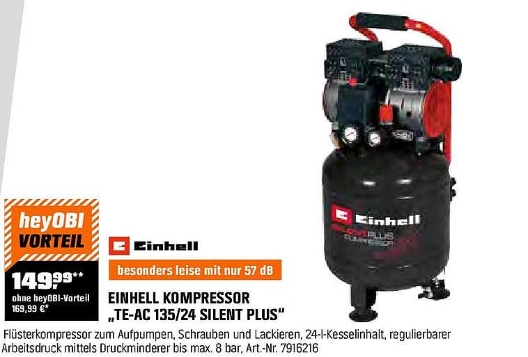 EINHELL KOMPRESSOR „TE-AC 135/24 SILENT PLUS“