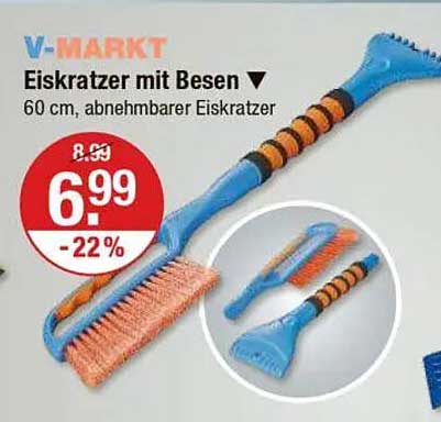 Eiskratzer mit Besen - 60 cm, abnehmbarer Eiskratzer