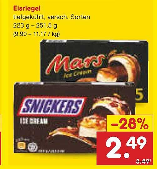 Eisriegel Mars und Snickers - Jetzt zum Sonderpreis!