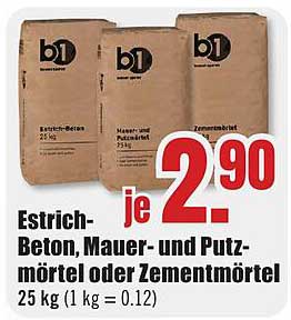 Estrich-Beton, Mauer- und Putzmörtel oder Zementmörtel 25 kg