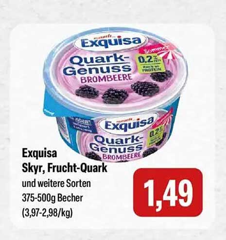 Exquisa Skyr, Frucht-Quark Brombeere und weitere Sorten 375-500g Becher