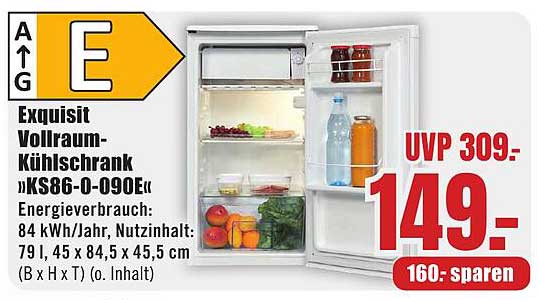 Exquisit Vollraum-Kühlschrank »KS86-O-090«