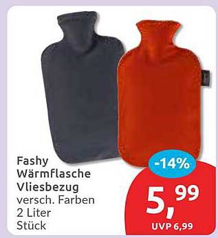 Fashy Wärmflasche mit Vliesbezug - verschiedene Farben, 2 Liter Stück