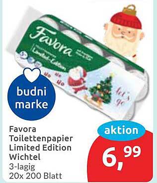 Favora Toilettenpapier Limited Edition Wichtel 3-lagig 20x 200 Blatt