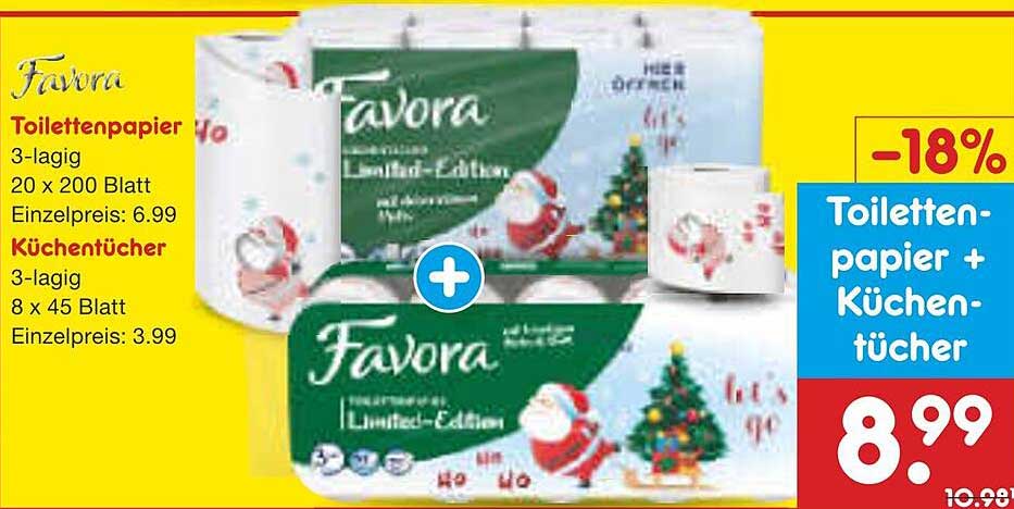 Favorita Toilettenpapier und Küchentücher im Sparpaket!
