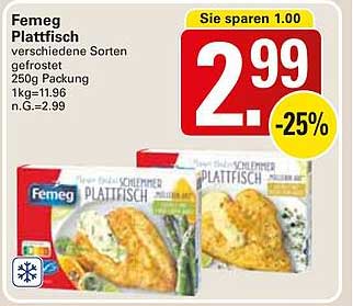 Femeg Plattfisch – verschiedene Sorten gefrostet 250g Packung
