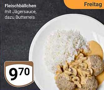 Fleischbällchen mit Jägersauce, dazu Butterreis