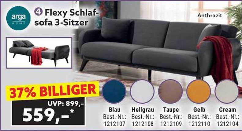 Flexy Schlafsofa 3-Sitzer von Arga Home – Anthrazit