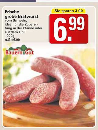 Frische grobe Bratwurst vom Schwein