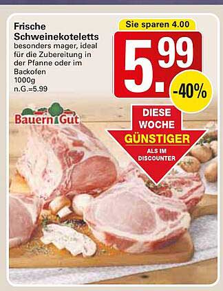 Frische Schweinekoteletts 1000g - 40% günstiger!