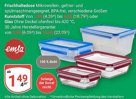 Frischhaltedose von Emsa - mikrowellen-, gefrier- und spülmaschinengeeignet