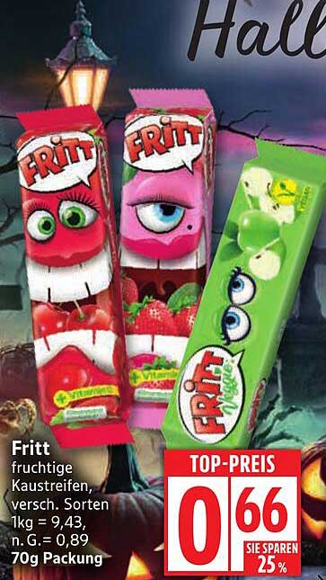 Fritt fruchtige Kaustreifen, versch. Sorten 70g Packung