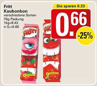 Fritt Kaubonbon verschiedene Sorten 70g Packung