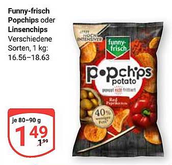 Funny-frisch Popchips oder Linsenchips - Verschiedene Sorten, 1 kg