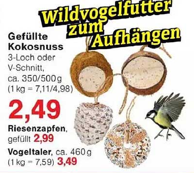 Gefüllte Kokosnuss zum Aufhängen