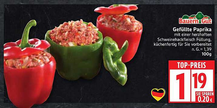 Gefüllte Paprika mit einer herzhaften Schweinehackfleischfüllung
