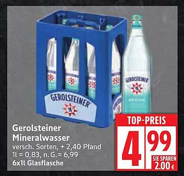 Gerolsteiner Mineralwasser 6x1l Glasflasche