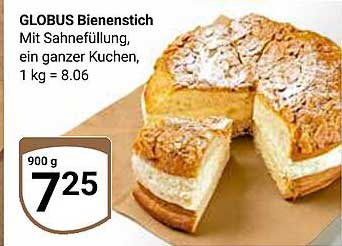 GLOBUS Bienenstich mit Sahnefüllung, 900 g