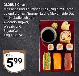 GLOBUS Chen Sushi Mix - Mit Lachs und Thunfisch Nigiri