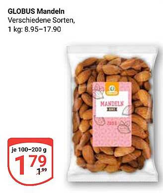 GLOBUS Mandeln - Verschiedene Sorten, 100–200 g für nur 1,79 €