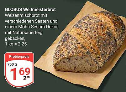 GLOBUS Weltmeisterbrot - Weizenmischbrot mit verschiedenen Saaten