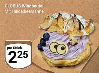GLOBUS Windbeutel mit Heidelbeersahne