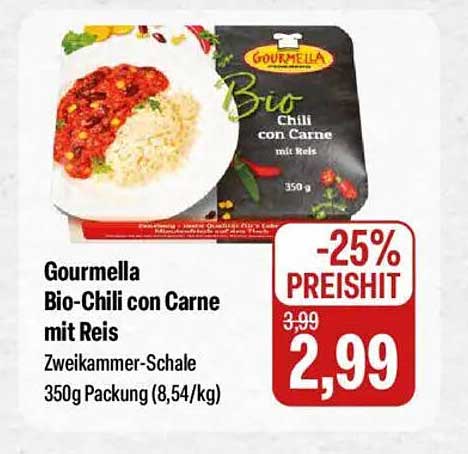 Gourmella Bio-Chili con Carne mit Reis