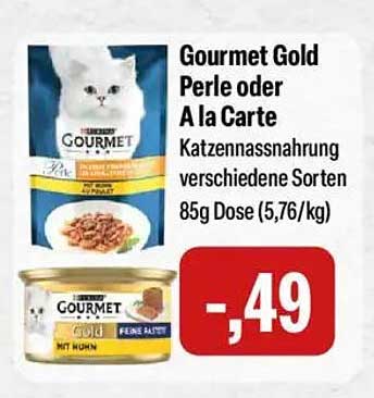 Gourmet Gold Perle oder A la Carte Katzennahrung 85g Dose