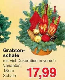 Grabtonschale mit viel Dekoration in versch. Varianten, 18 cm Schale