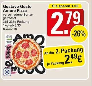 Gustavo Gusto Amore Pizza verschiedene Sorten gefroren